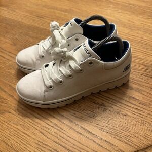 Skechers Womens Street Cleat 74100 White Blue Trim Casual Shoes  Size 8.5